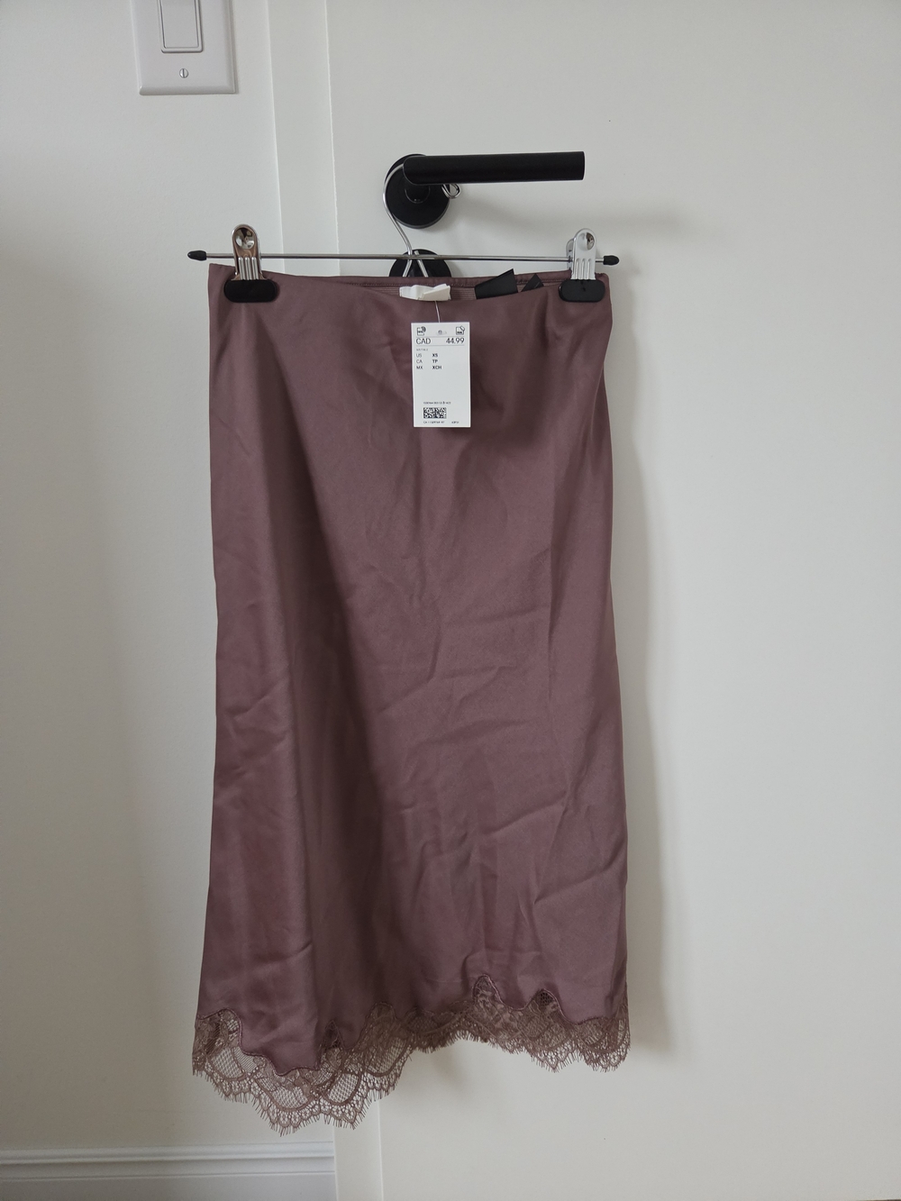H&M Mauve Lace-Trim Midi Skirt
